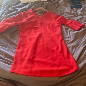 Red above knee three quarter sleeve dress